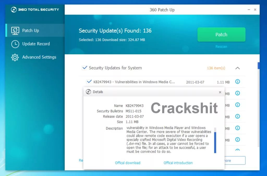 Patch up 360 Total Security Crack