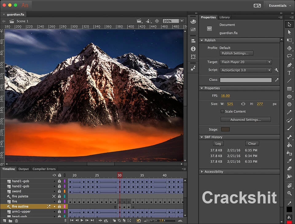 Adobe-Animate-CC-Crack interface
