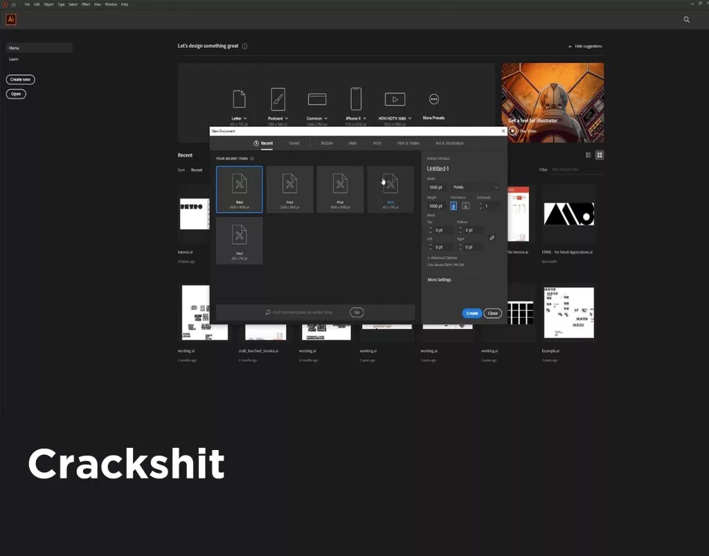 Adobe Illustrator Crack interface