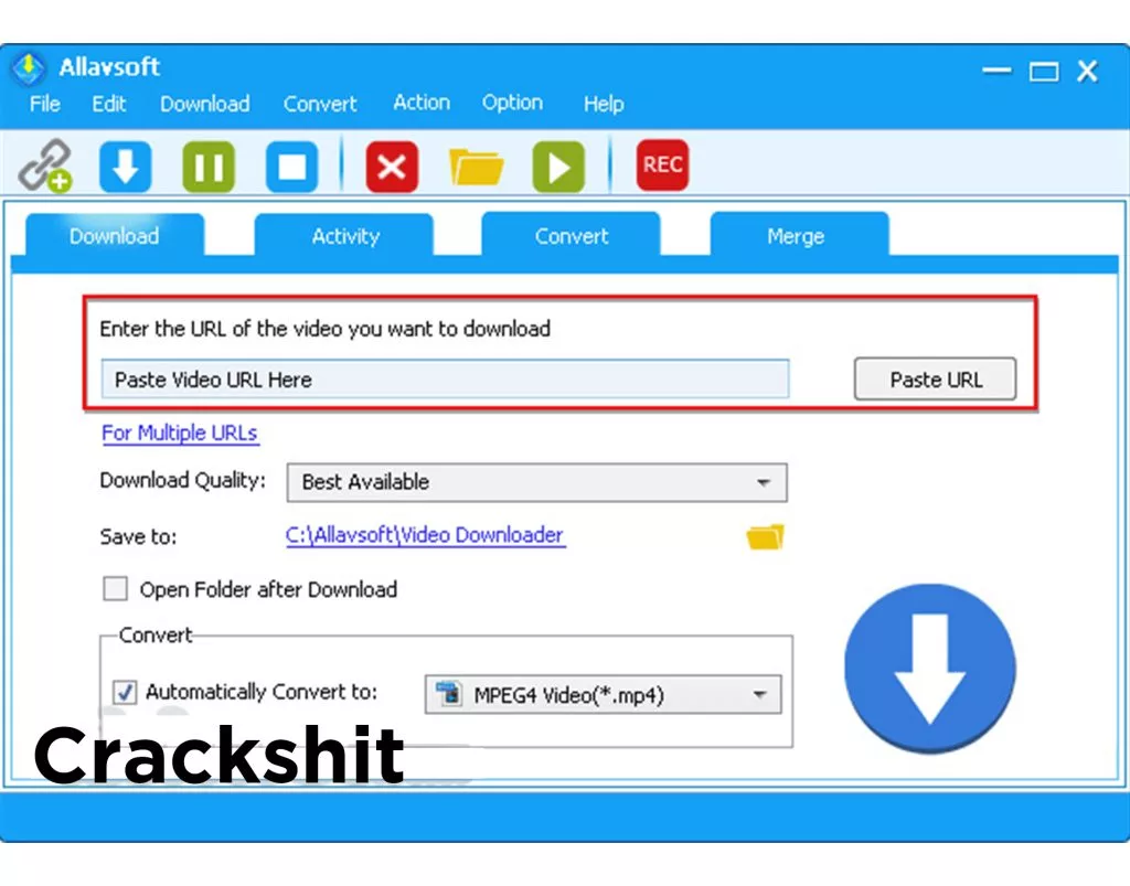 Allavsoft Video Downloader Converter Crack paste URL