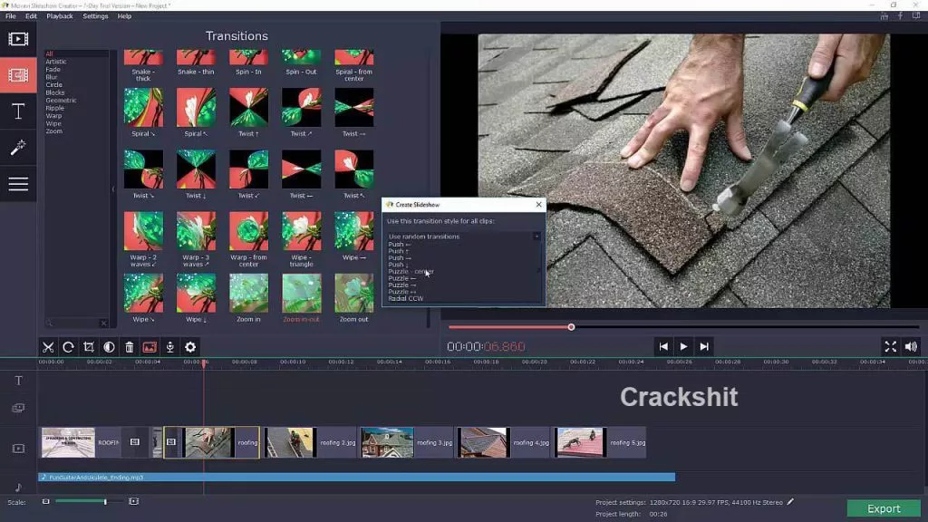 Movavi Slideshow Maker Crack transitions